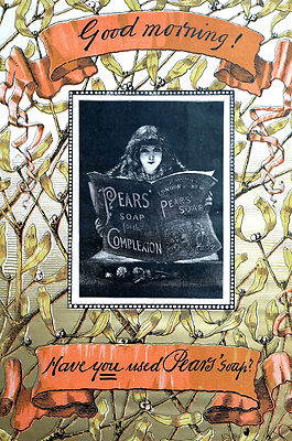 Burr Pear's Soap Advertising 1891 FANTASTIC GLOSSY GOLD AD Antique Matted Print