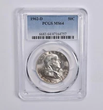 MS64 1962-D Franklin Half Dollar PCGS Blue Label