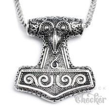 Edelstahl Anhänger original Thors Hammer Mjölnir detailliert silber + 60cm Kette