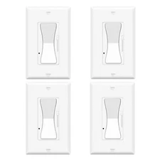 LED Decora Rocker Dimmer, Single & 3-Way Switch, CFL 600W / LED 3W-150W / 4 Pack