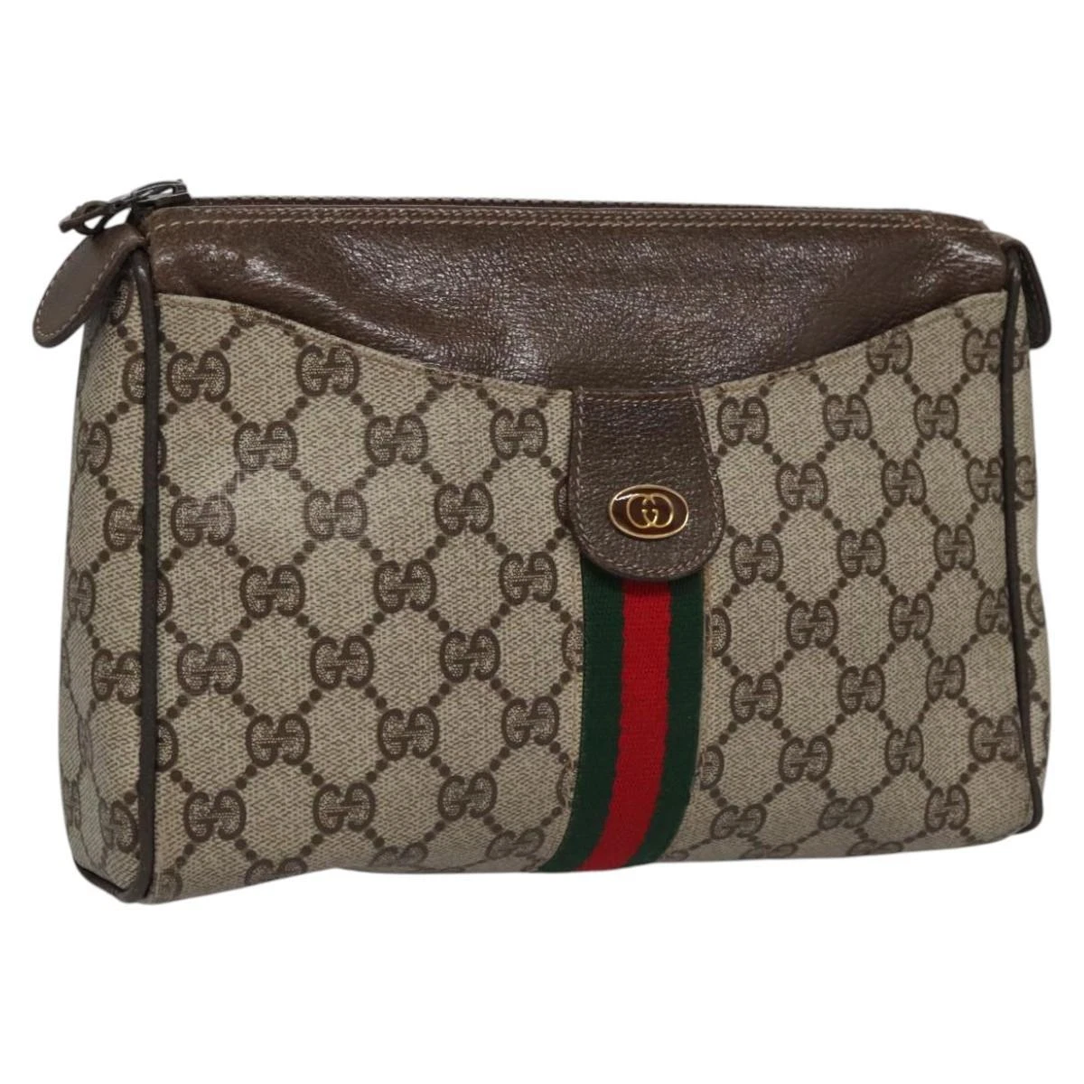 Sac pochette GUCCI GG Supreme Web Sherry Line PVC beige rouge vert authentique 100741