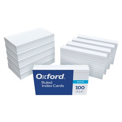 1000 White Ruled Index Cards 3x5 Inches Perfect for Notes School Office Use