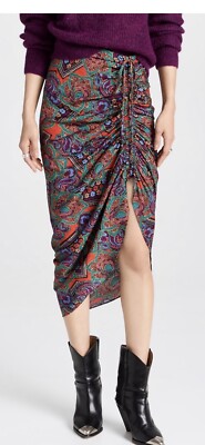 NWT Veronica Beard Ari midi skirt size 4 multicolored silk blend pull on