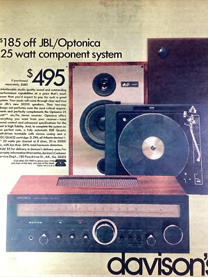 Atlanta GA Print Ad 1979 AJC Davison s JBL Optonica SA-5105 Stereo Turntable