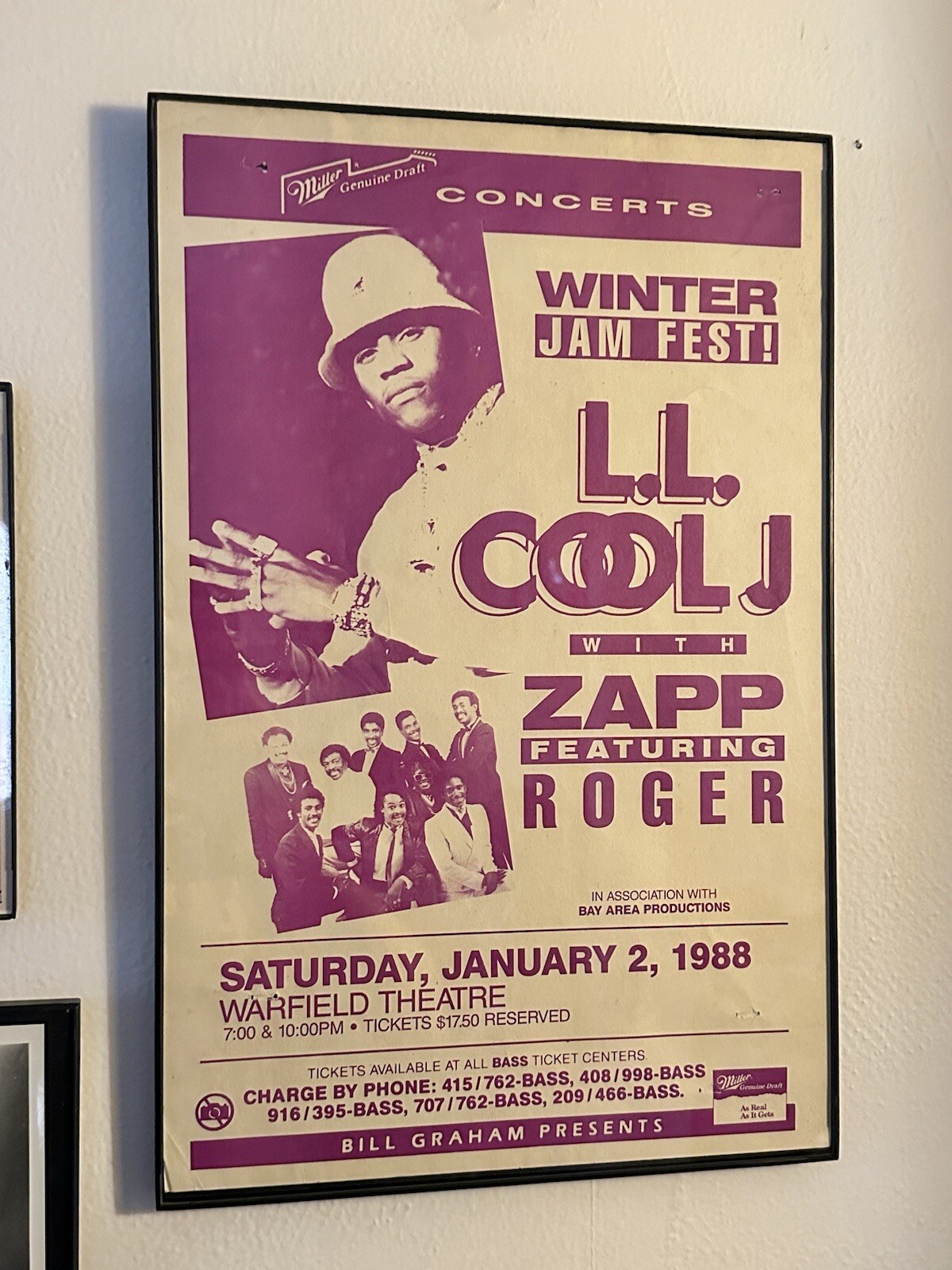RARE 1988 Winter Jam Fest LL COOL J Concert Poster HIP HOP RAP Bill