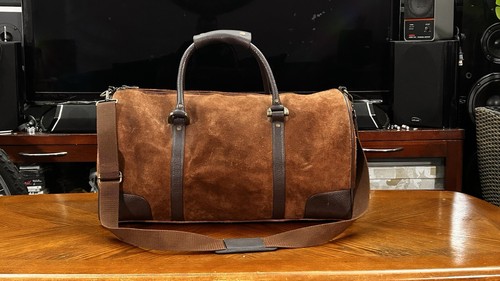Vintage Marlboro Guts Grit Gear Bag - Brown Suede Leather Duffle Travel