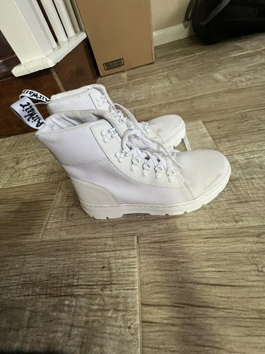Dr. Martens Air Wair Combs Womens Sz 10White Combat Canvas Lace Up Ankle Boots - Picture 3 of 12