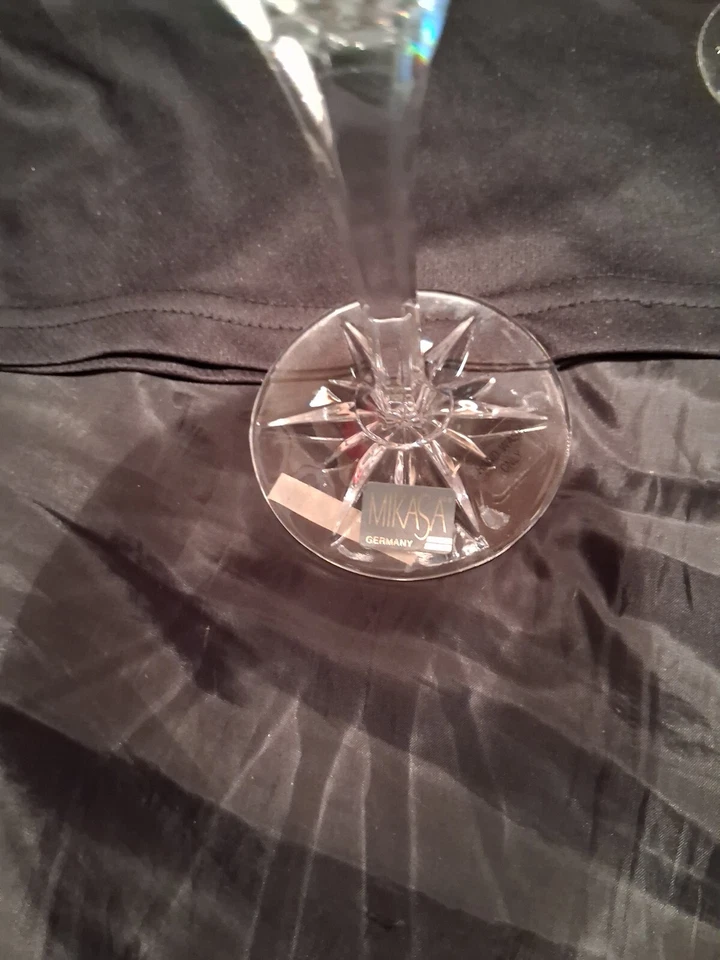 Mikasa Золотая Тиара Хрустальный Кубок Длинный Стержень 9" Высокий Вертикальная Огранка Стекло - Изображение 4 из 4