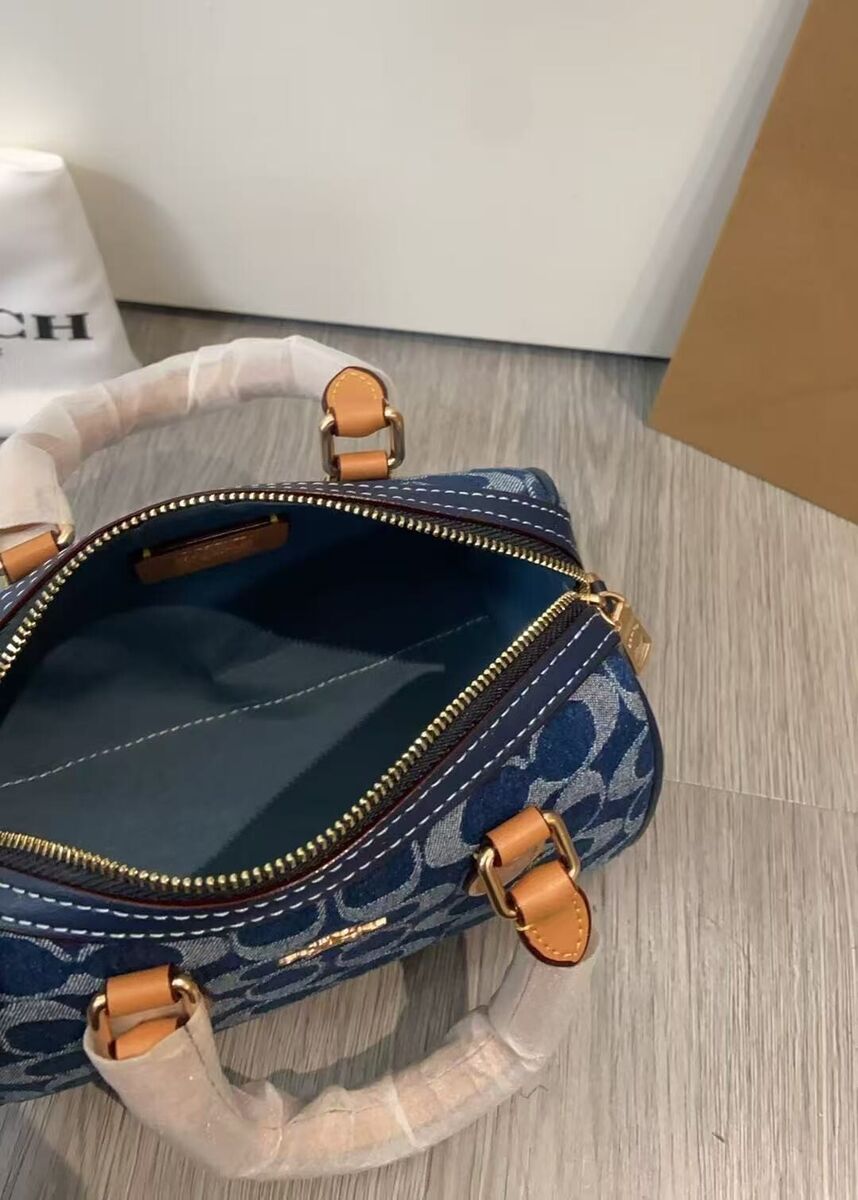 COACH Mini Rowan Crossbody Bag Signature Denim Natural CY742 COACH Mini Rowan Crossbody Bag Signature Denim Natural CY742