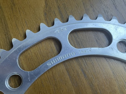 Vintage Shimano Track Kettenblatt - 151 BCD 1/8" 49T - Aluminium Silver Pista - Bild 2 von 5