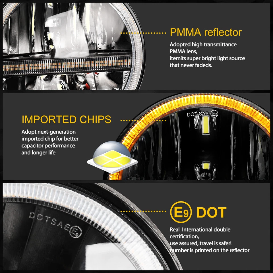 DOT 7" Round HI/LO Beam LED Headlights fit Chevrolet 1962-1980 C10 Pickup Truck - Image 3 of 4