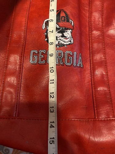Vintage Georgia Bulldogs Red Leather Vinyl Tote Bag FS Originals UGA Gameday Red - Picture 11 of 11
