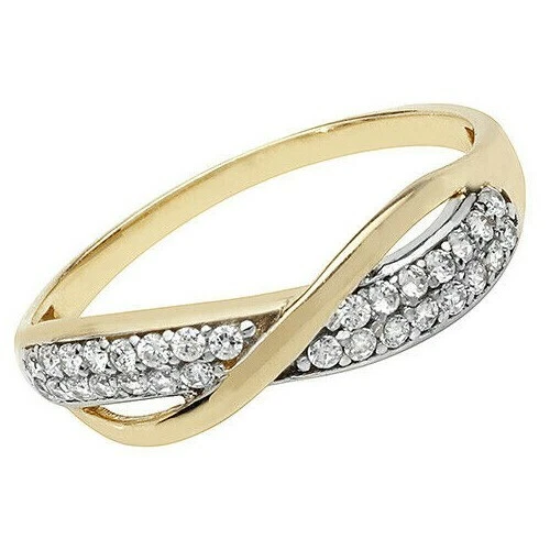 Crossover Gemma Anello Eternity 9ct Giallo Oro Marchiato Misure J - TAGLIA S - Immagine 3 di 3