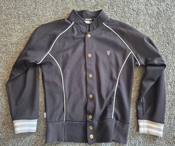 MOOKS black button up BOMBER JACKET Sz Small preowned 