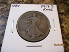 1917-S OBV. WALKING LIBERTY SILVER HALF DOLLAR FINE    23