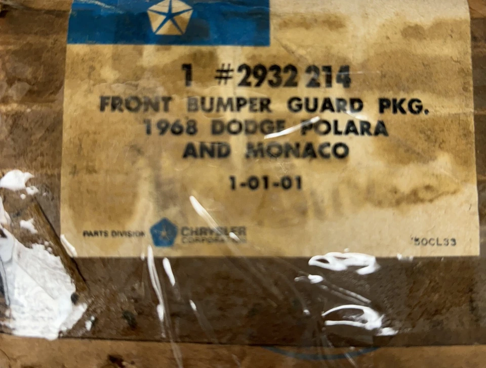Dodge Polara Monaco 1968 equipamiento de par de protectores de parachoques delantero 2932214 nuevo en stock Foto 4 de 4