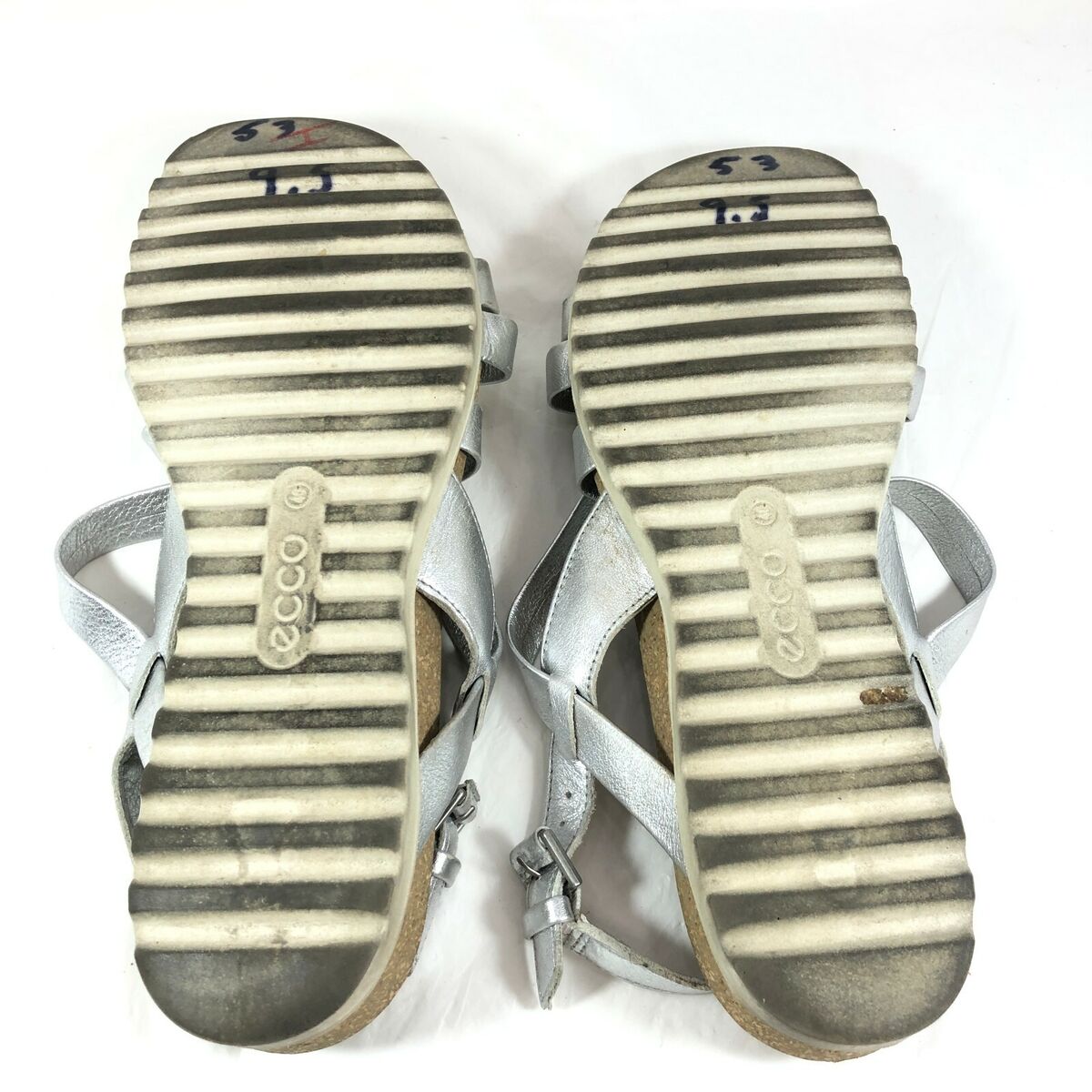 stribe moden Fru ECCO Dagmar Strapy Sandals Silver leather Studs Sz 40 US Sz 9-9.5 | eBay
