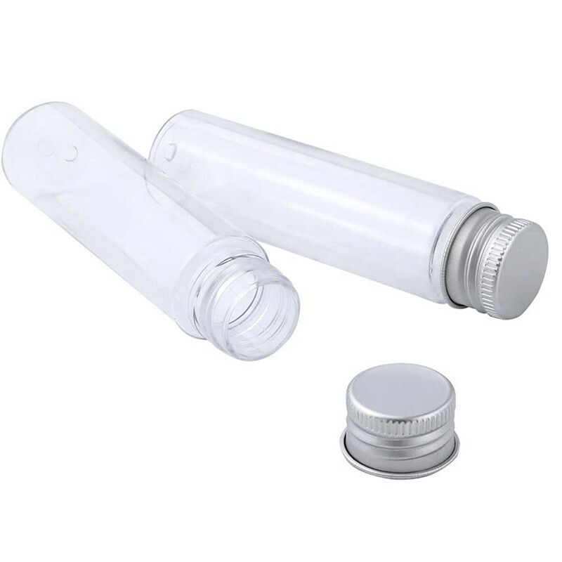 30Pcs 50Ml Clear Flat Plastic Test Tubes with Screw Caps, 28X108mm