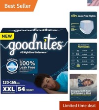 Boys' Hypoallergenic Nighttime Bedwetting Underwear, Size XXL - 54 Pack