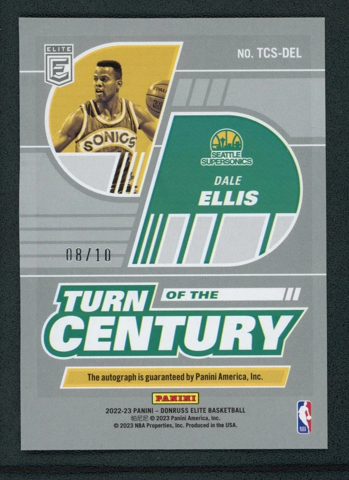 2022-23 DALE ELLIS 08/10 AUTO PANINI DONRUSS ELITE TURN OF THE CENTURY - Image 2 of 2