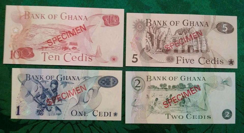 GHANA COMPLETE 4 SPECIMEN SET 1976 002591 CS1 (P 13-16) UNC COA - Image 3 of 3