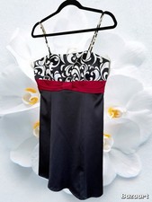 Dressbarn Women’s Sleeveless Satin Babydoll Formal Dress Size 6 Black Coquette