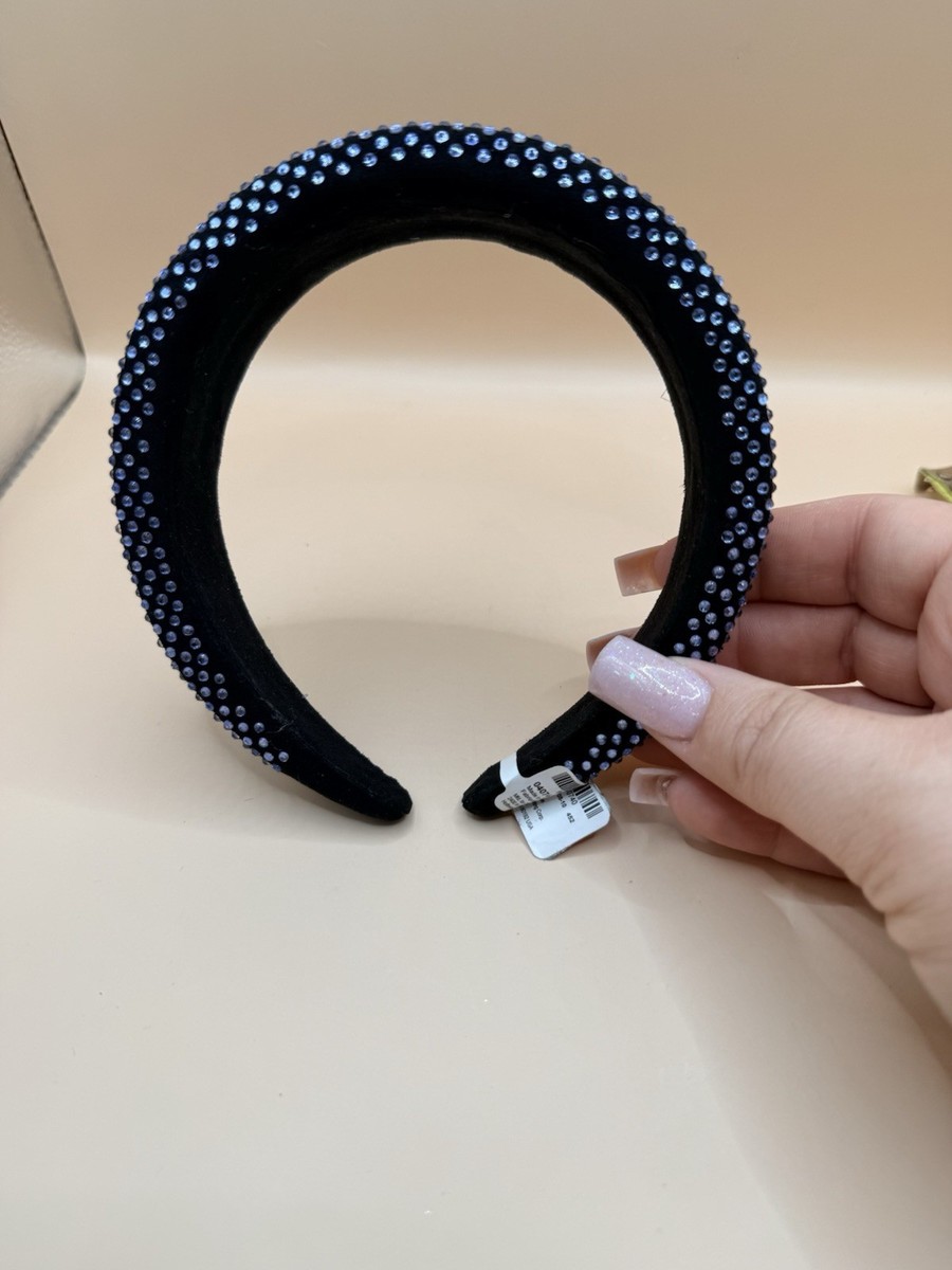 Embellished Black Headband with Blue and Clear Gem Accents Amazon.com : Atoden Wide Top Knot Headband, Black (Clear  main image 4