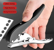 Single Hole Punch Heavy Duty Handheld Paper Punch 3/8 Inch - 10Mm, Black
