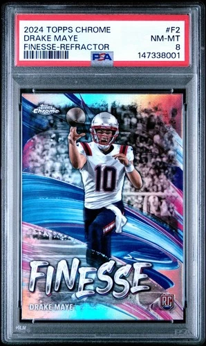 2024 Topps Chrome Drake Maye Finesse Refractor Rookie #F-2 PSA 8 NM-MT