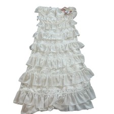 NEW BHLDN Strapless Tiered Ruffle Lace Midi Dress in Ivory MSRP $179.95 size M