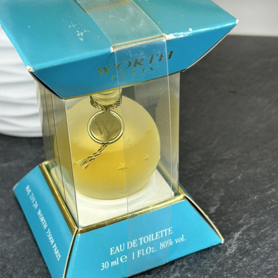 Винтажная туалетная вода WORTH от JE Reviens 1 унция LALIQUE бутылка с матовой звездой ЗАПЕЧАТАННАЯ со шнуром РЕДКАЯ - Изображение 2 из 4