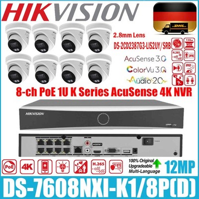 Hikvision 8MP IP-Kamera & 8CH PoE NVR Set, ColorVu3.0 & AcuSense, 4K, IP67 2.8mm