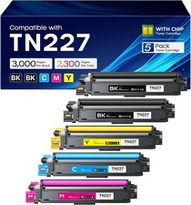 5 Pack TN-227 Toner Cartridge Compatible Replacement for Brother HL-L3230CDW etc