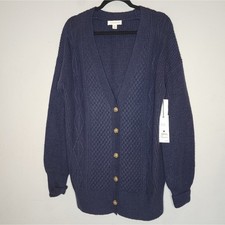 NWT Treasure & Bond Size XS/S Wool Blend Navy Blue Oversized Knit Cardigan