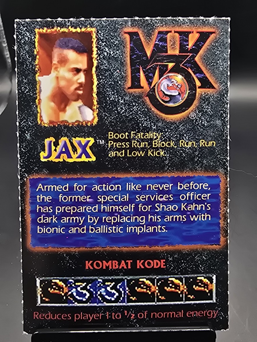 1995 MIDWAY Mortal Kombat 3 MK3 SNES Super Nintendo JAX Promo Card