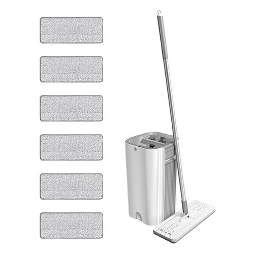 Mop Pavimento Con Cambio Automatico Panno – Testa Girevole 360°, Per Cucina, Bagno E Legno, Asciutto E Bagnato