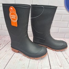 Wonder Nation Youth Boys Black TPE Rubber Lined Slip-on Chore Rain Boots: 1
