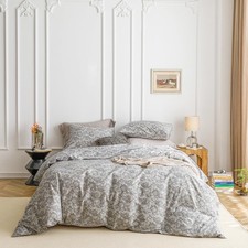 European Paisley Duvet Cover King 100 Cotton Grey Boho Floral Duvet Cover 3 Pcs