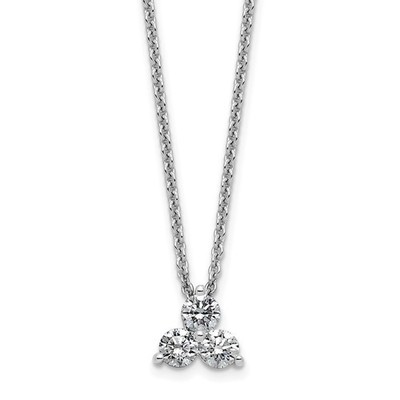 14K White Gold 3/8 Ct Round Cut Lab Grown Diamond Cluster Pendant Necklace 18''