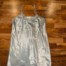 Dentelle Lingerie dress Pale Blue Lace Trim Sleeveless Nightgown Large vintage