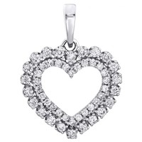 "14K WeißGold Prong Set Herz Liebe Diamant AnhäNger Rund 0.80\""