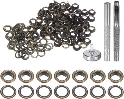 Grommet Werkzeug Kit, 100 Pcs 5mm Ösen mit 2 Ösenzange & 1 Scheiben Set, Metallö