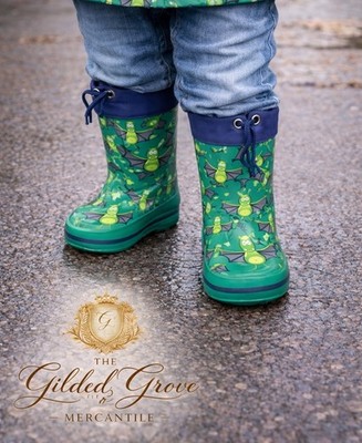 Alois Beck Boys Rain Boots Galoshes Toddler US 8 EU 24 Vampire Bat Green NWT