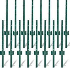 Fence Posts 3 Ft - 8 Pack, Heavy Duty Metal Fence Post with U-Channel...