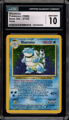 Pokemon Blastoise Base Set Unlimited Holo Rare #2 CGC 10 Gem Mint