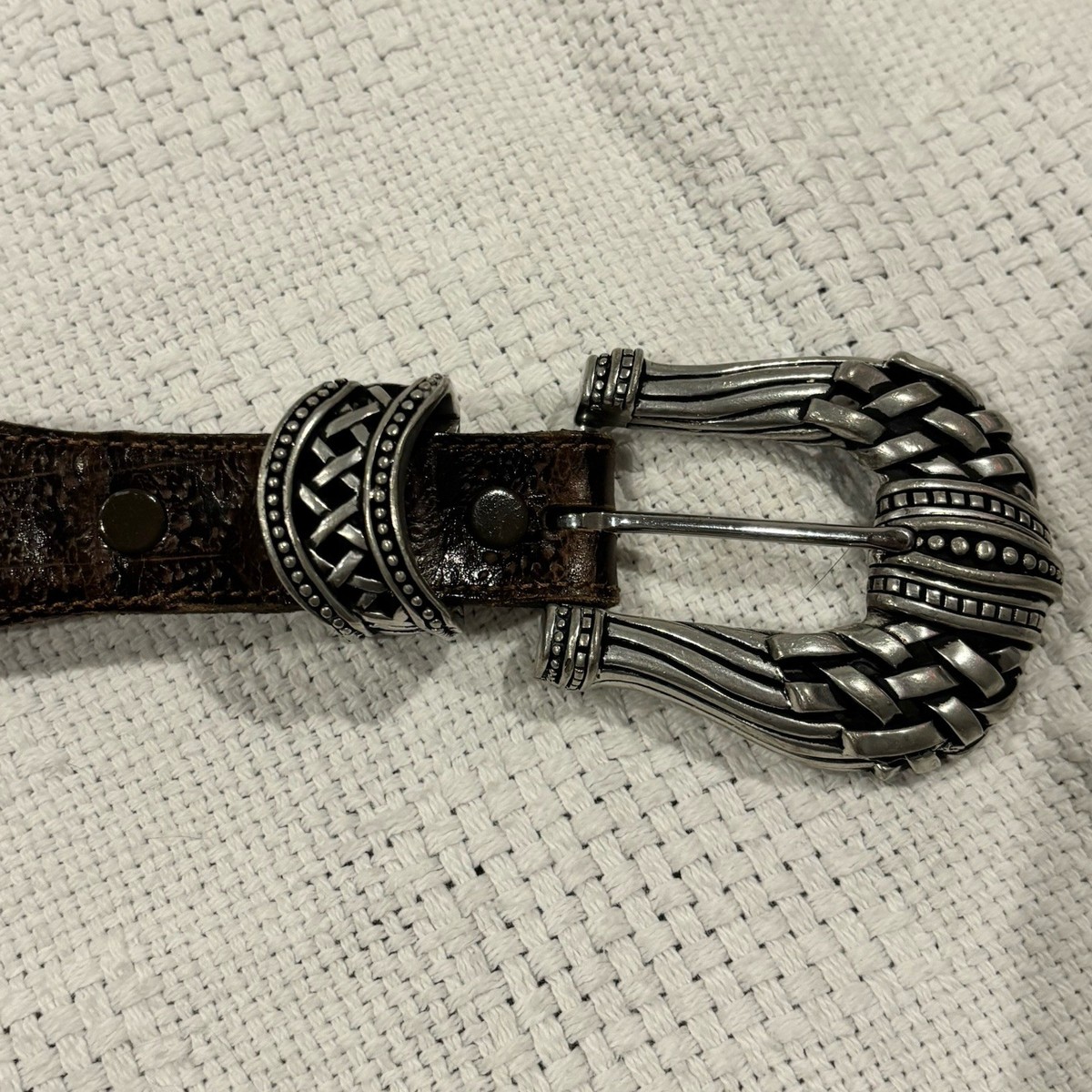 Vintage Vicenza Dark Brown Leather Alligator Print Belt  display picture 1