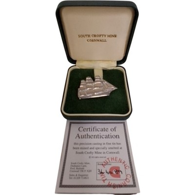 South Crofty Mine Cornwall Tin Ship Badge with Certificate of Authenticity