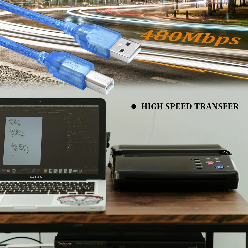 USB 2.0 A to B Printer Cable For Dell HP Brother Canon Epson Scanner 1/2/5PCS - Image 2 of 4