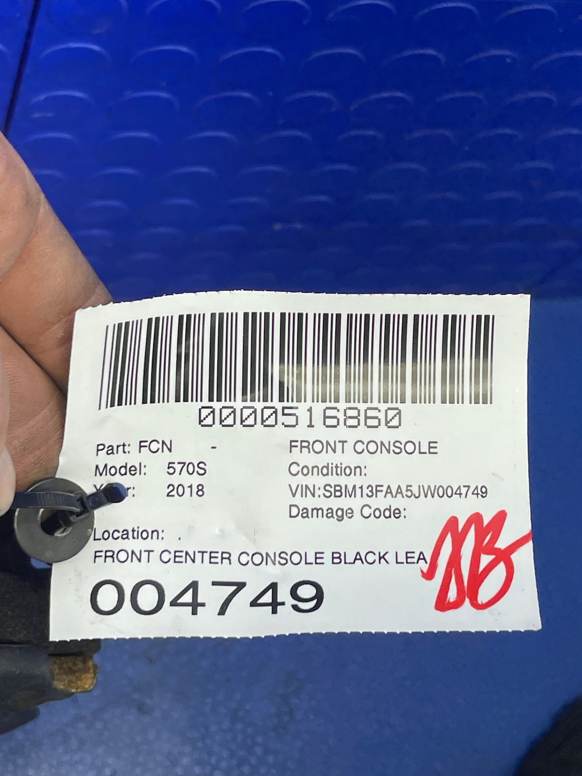 2016-2021 MCLAREN 570S OEM FRONT CENTER CONSOLE BLACK LEATHER ASSEMBLY