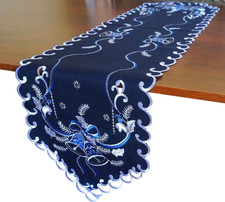 Holiday Christmas Table Runner 13x54 Cutwork Embroidered Floral Christmas ...